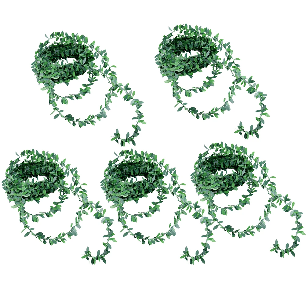 

5Pcs Artificial Green Leaf Vine Garland Simulation Plant Faux Rattan Hanging Vine Decor for Home Party Holiday Banquet