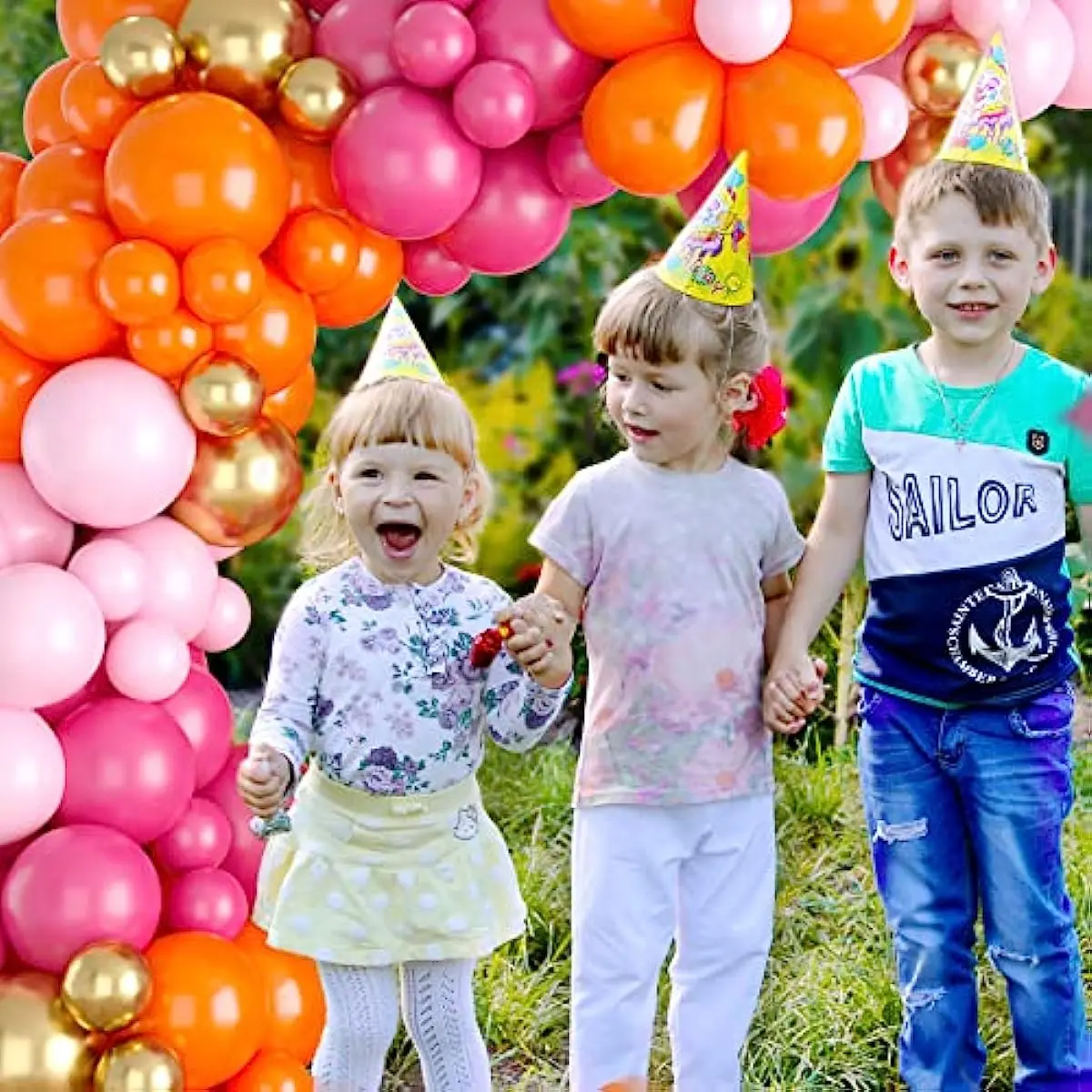 Daisy Balloon Arch Pink Orange Balloon Garland Metallic Gold Party Flower Balloons For Birthday Baby Shower Wedding Decorations