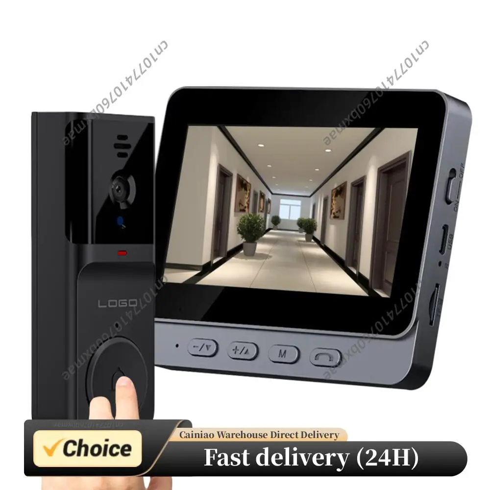 

2.4G Wi-Fi HD Video Doorbell with 4.3Inch IPS Display Intelligent Video Intercom Doorbell 2 Way Audio for Family Apartment
