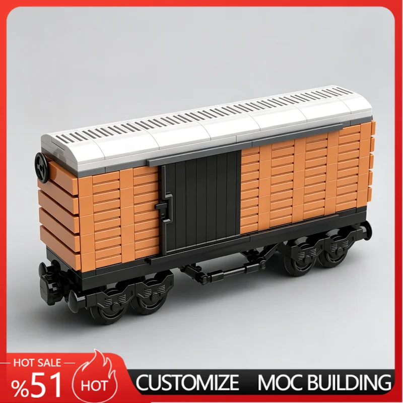 250PCS Vintage Wooden Style Freight Train Carriage MOC Model DIY Assembly Toy Gift For funs Boys Festival Collection Home Decor