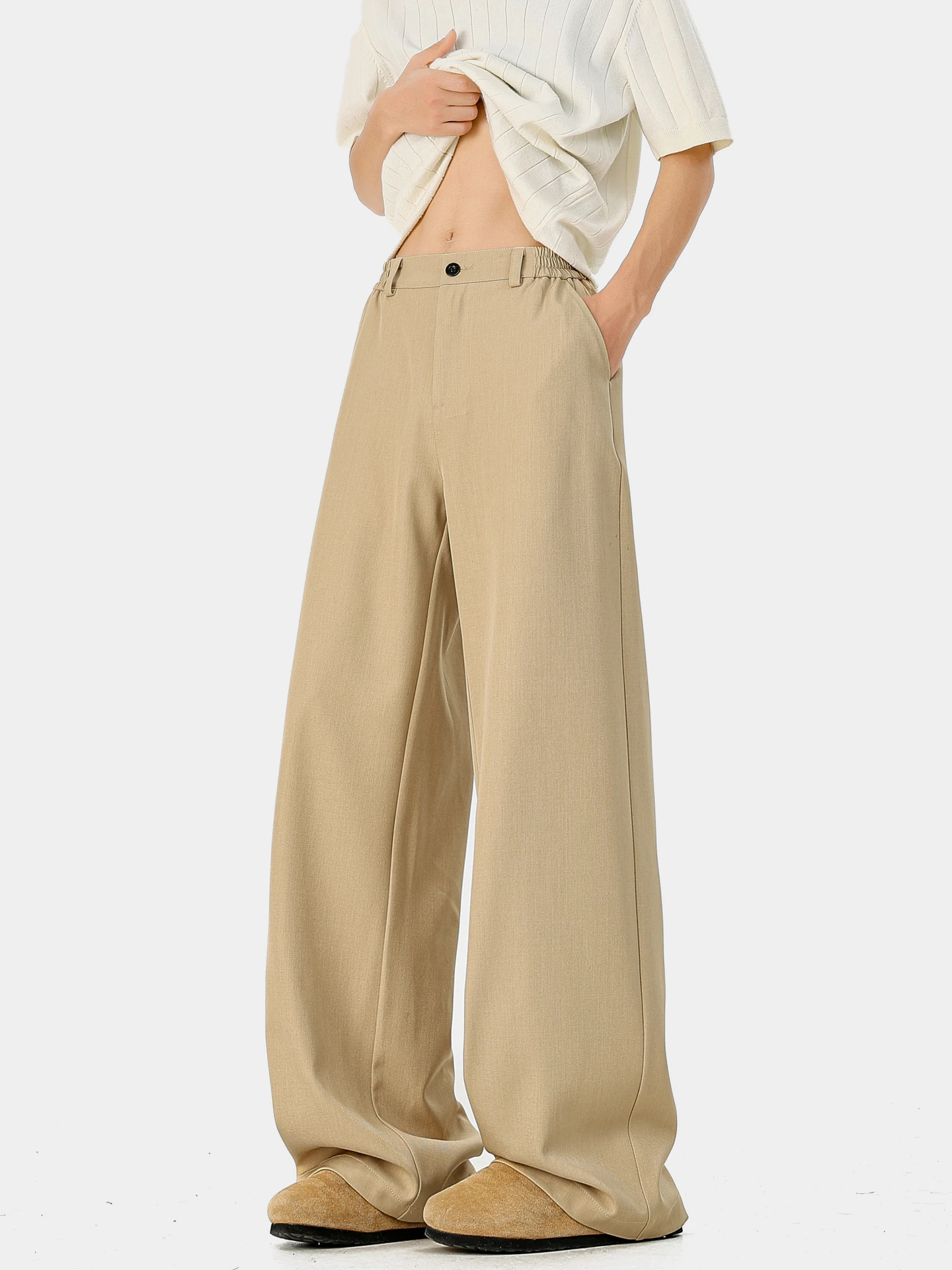 

Simplici Meets Elegance: Vintage Straight Leg Trousers for Men And Women Loose Fit Wide Leg Casual Pants Pure Color
