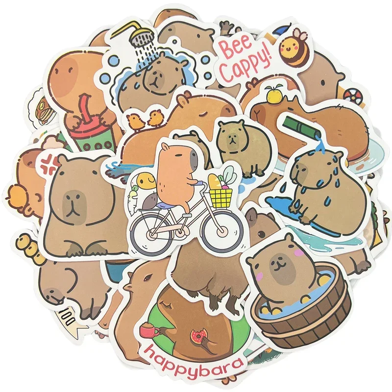 10/30/50Pcs Cute Capybara Waterproof Graffiti Sticker Aesthetic Decorative Luggage Laptop Cup Phone Diary Scrapbook Kid Stickers