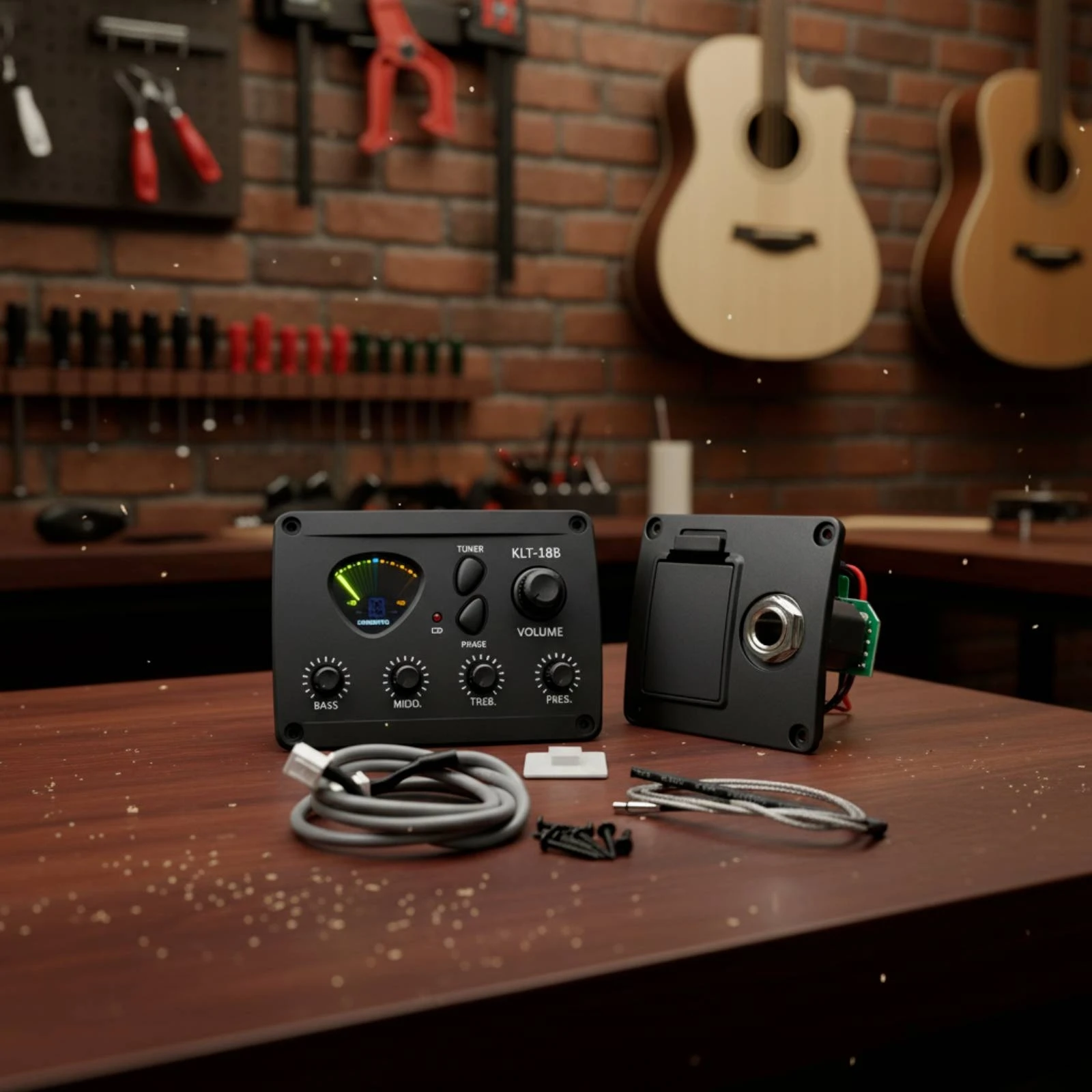 Guitar Pickup Preamp Built-in Guitar Pickup with 4-Band EQ Electronics Easy to Assemble Lightweight for Guitarists