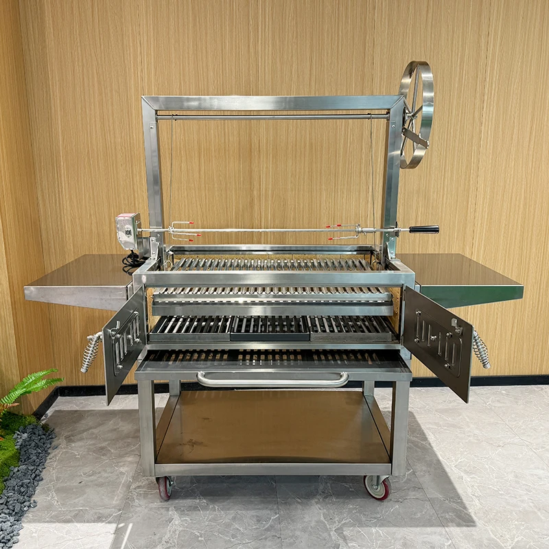 

Premium Luxurious Outdoor Charcoal Grill with Stainless Steel Construction Adjustable Height Trolley Easy Assembly