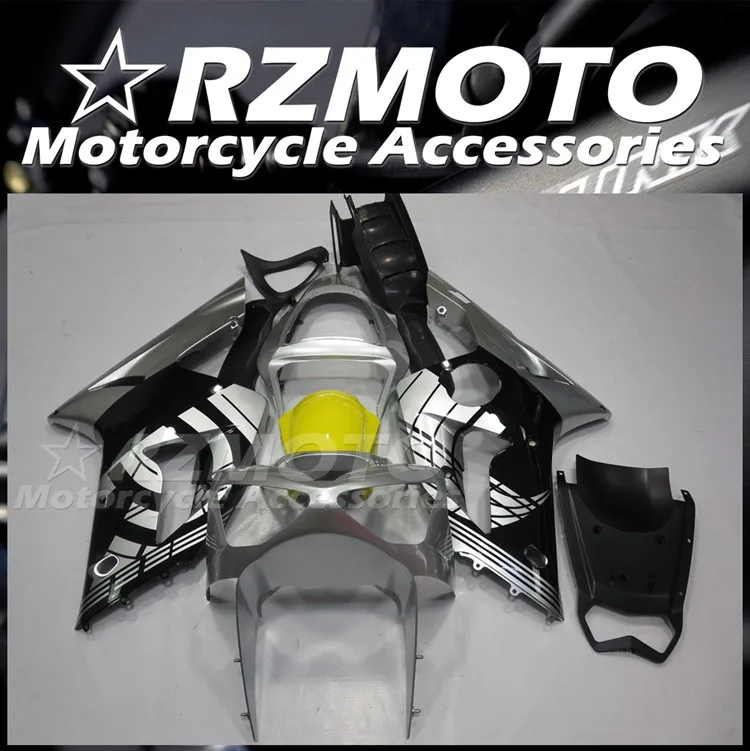 4Gifts New ABS Motorcycle Whole Fairings Kit Fit For KAWASAKI ZX-6R 03 04 636 ZX6R 2003 2004 Bodywork Set Custom Black Silver