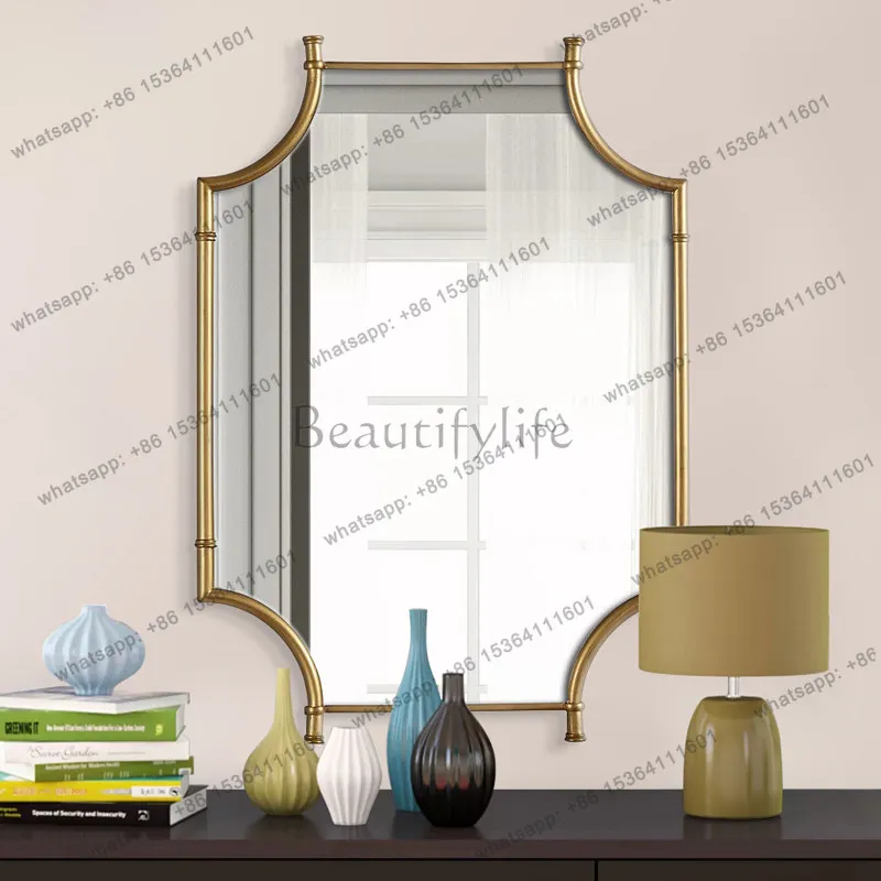

American living room background wall wall decoration mirror bathroom light luxury dressing