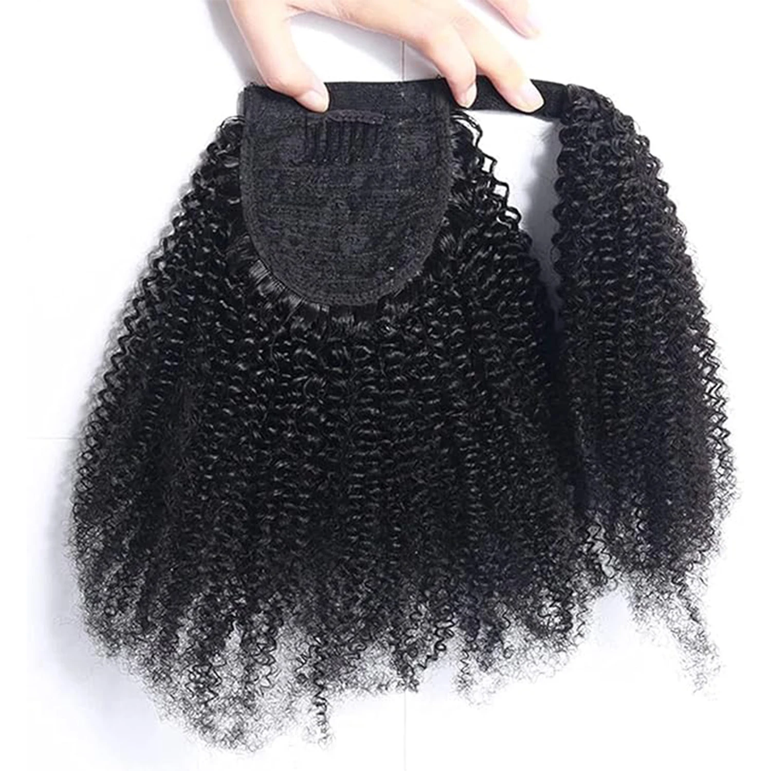 Афро-кудрявый хвост для женщин с запахом вокруг хвоста Remy Наращивание человеческих волос Афро-кудрявый хвост с зажимом в шиньоне