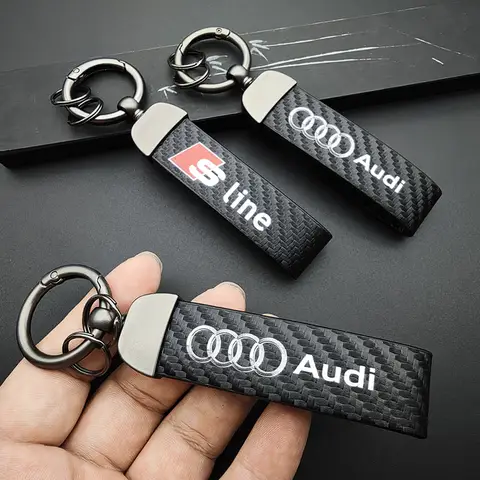 Car Logo Keychain Leather Carbon Fiber Keyring For Audi A7 A3 A4 A6 A5 Q5 A1 Q7 Q3 Q4 TT SQ5 RSQ3 RSQ8 S3 S4 RS5 RS6 Accessories