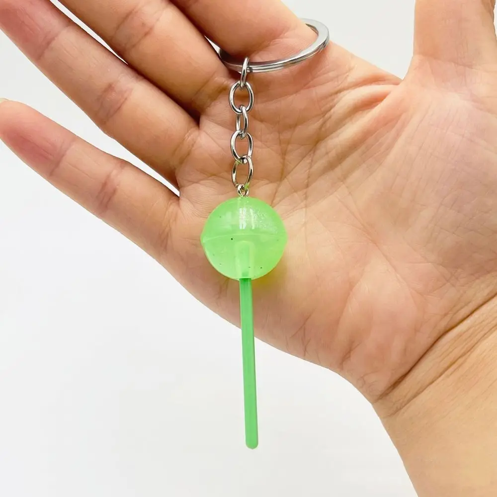 3D Food Lollipop Keychain Transparent Bag Ornaments Simulation Lollipop Jelly-colored Mini Candy Key Rings Handbag Pendants