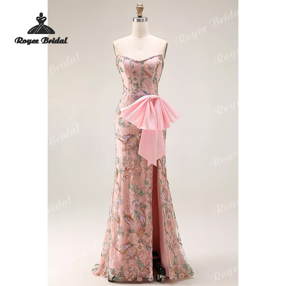 

Sequin Beaded Mermaid Prom Dresses 2026 Strapless Bow vestidos de fiesta elegantes Customized платье на выпуск