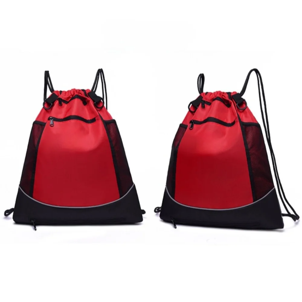 방수 스포츠 볼 백팩 폴리에스터 드로스트링 여행 체육관 숄더백 대용량 메쉬 포켓 포함