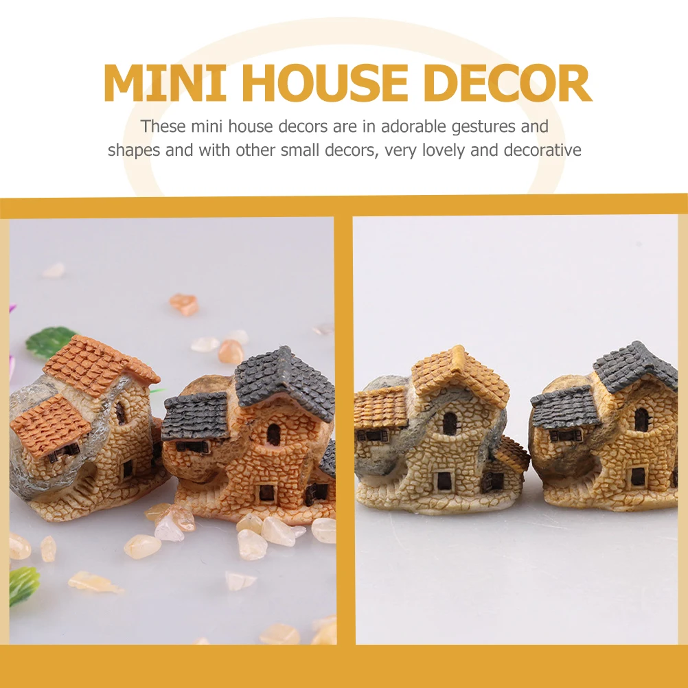 

6 Pcs Resin Villa naments Mini House Decor Water Proof Micro L Adorable Cartoon Strong Durable Compact Desktop Dollhouse