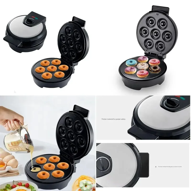 Commercial donut maker, breakfast dessert maker, 110V kitchen appliances, household 7-hole cake/pancake maker