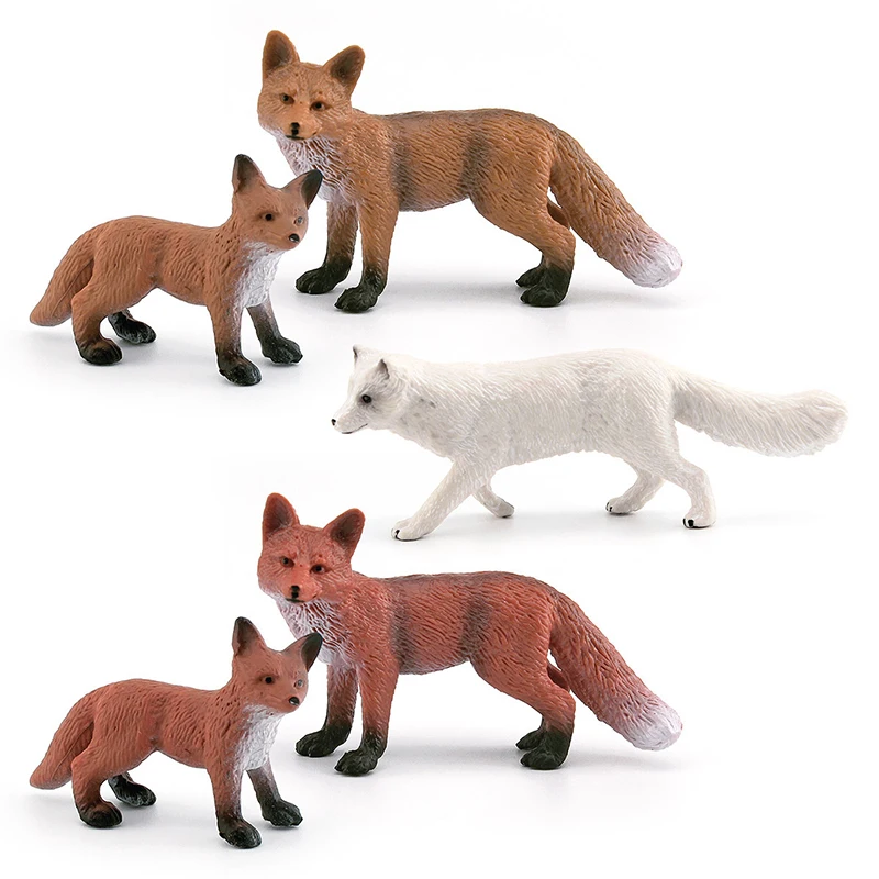 Simulation Forest Animal Fox Model Realistic Red Fox White Fox Decorative Desktop Static Decorative Ornaments Children Toys Gift