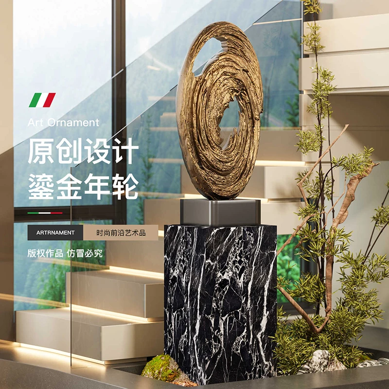 Home Decor Gilded Growth Ring Statue Modern Abstract Floor Decoration Creative Hotel Decor Sculpture Ornaments Housewarming Gift