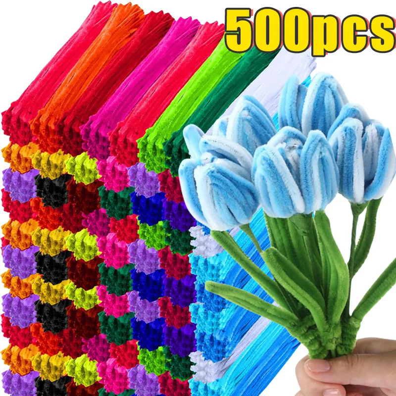 Wholesale Colorful Big Pipe Cleaners for Crafts Diy Plush Stem Creative Hobby File De Chenille Pipecleaners 500-100pcs