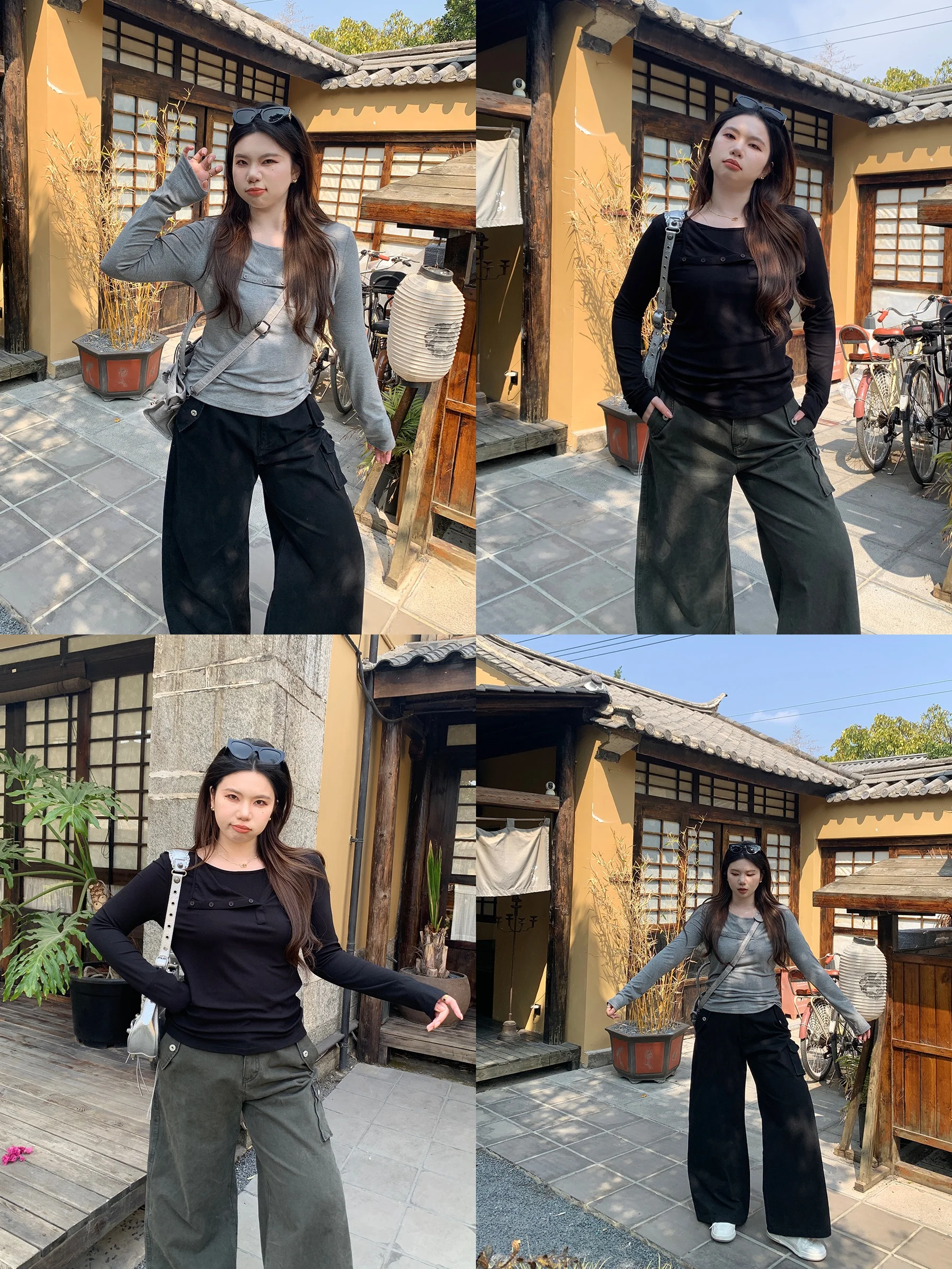 

Повседневная женская футболка с длинным рукавом, имитирующая двухслойность, свободного кроя, с асимметричным разрезом, универсальный модный топ