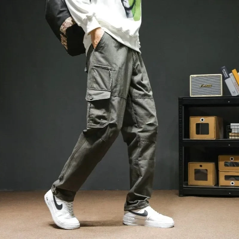 Men's 100% Cotton Cargo Pants All Seasons Trendy Breathable Wear Resistant Trousers Simple Versatile Multiple Colors Available