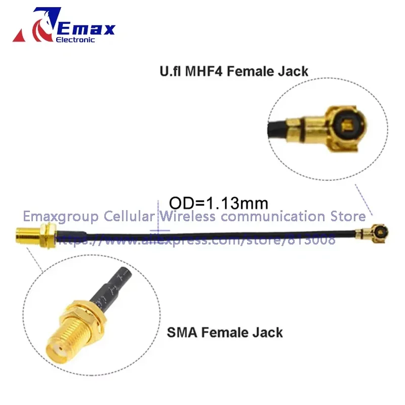 10pcs MHF4 To SMA Female RF Transfer Cable Pigtail For M.2 Module RM520GN-GL FM350-GL EM160R-GL FM190-GL SIM7600G-H