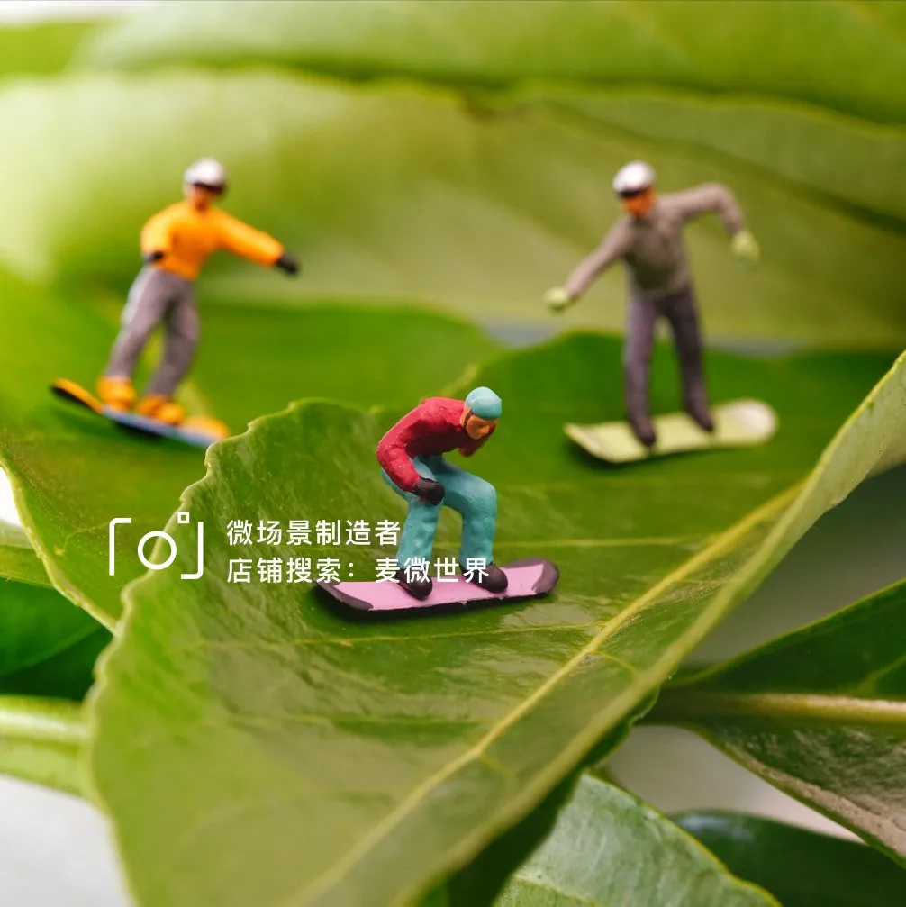 Model postaci łyżwiarstwa figurka Mini 1:87 Snowboarding Skate Ski miniaturowa scena mikro Lilliputian fotografia figurka