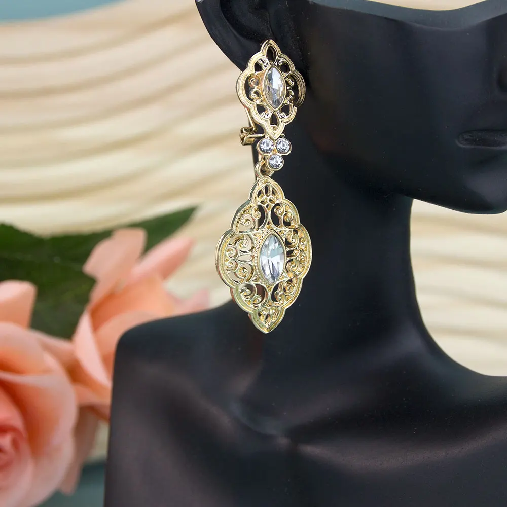 Arabic Women Earring Gold Color Hollow Flower Style Morocco Earring Bridal Jewerly