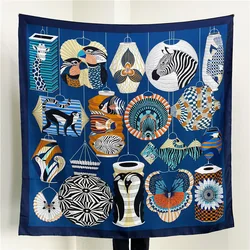 100% Pure Mulberry Scarf Large Shawl Female Silk Luxury Designer Scarves Foulard Shawls Stole 135cm