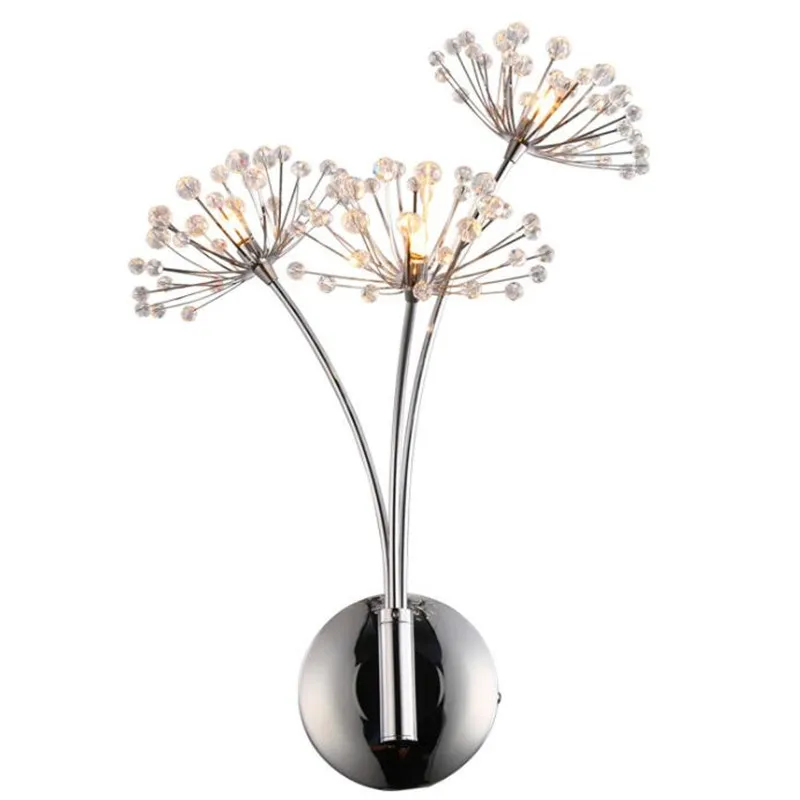 

Nordic Dandelion Wall Lamps Bathroom Bedroom Bedside Lamp Living Room Decoration Creative Crystal Flower Led Wall Light Fixtures