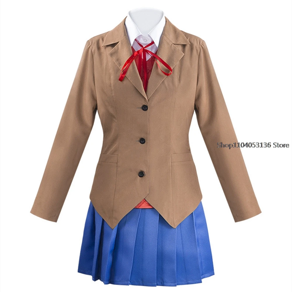 Monika Cosplay Anime Literature Club Sayori Yuri Natsuki Cosplay Costume School JK Girl Women Uniform