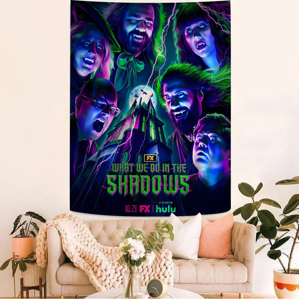 Tapices de pared bohemios para decoración de habitación, tapiz colgante de película que lo hacemos en las sombras, Mandala, Kawaii