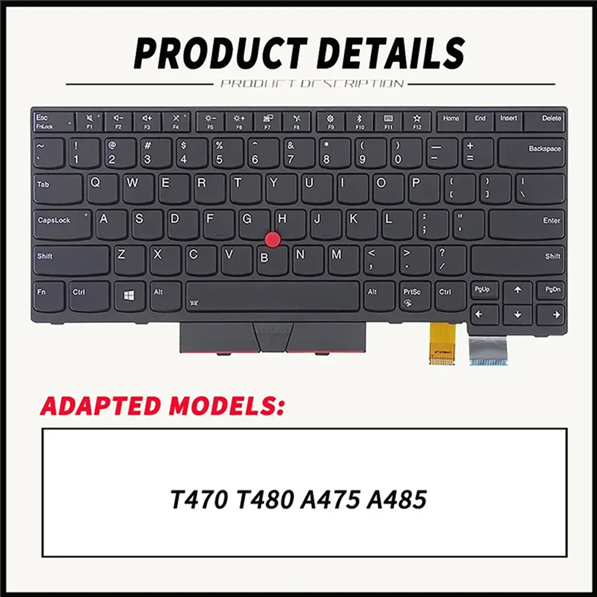 Imagem -02 - Teclado de Substituição do Portátil para Lenovo Thinkpad T470 T480 A485 A475 01hx459 01ax364 Sn20p41641 Eua Cafr Czsk Dinamarquês hu