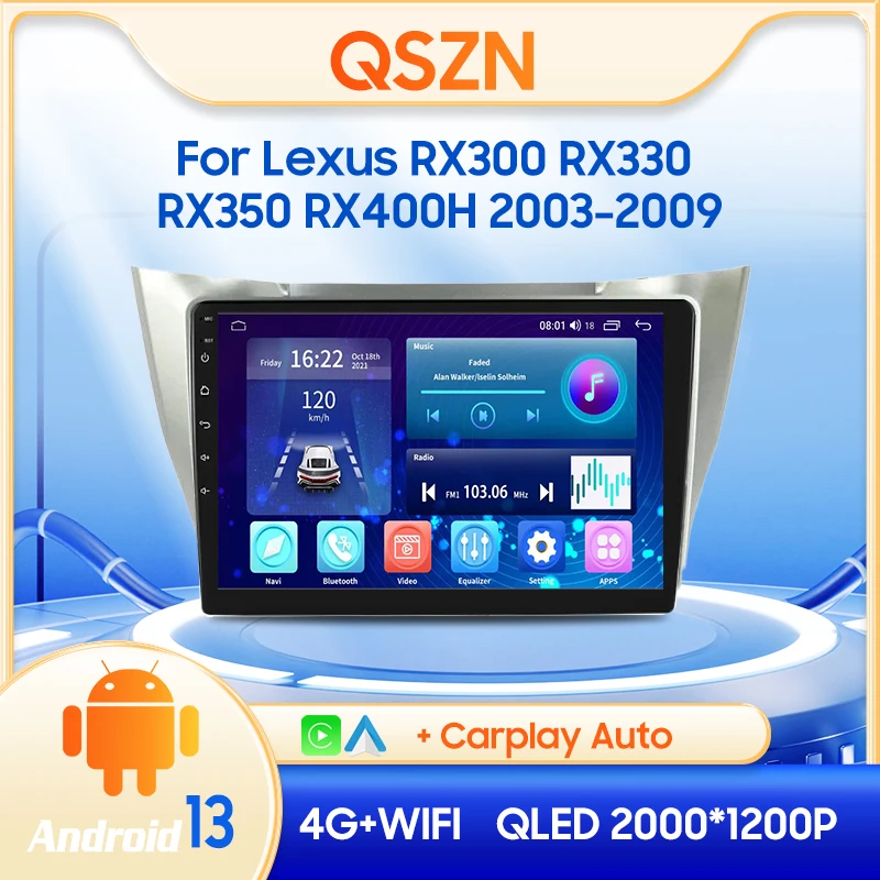 

QSZN For Lexus RX300 RX330 RX350 03-09 car Multimedia Video Player 2din Android13.0Car Radio GPS Navigation 4G Carplay Head unit