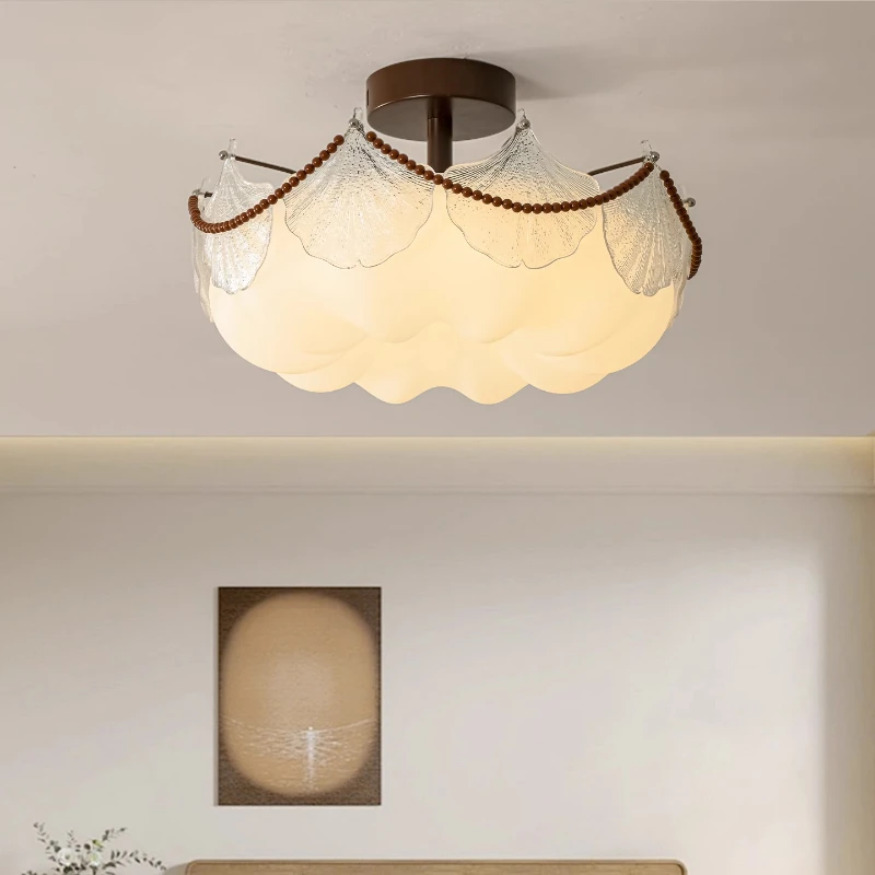 French Creamy Ceiling Lights Simple Atmospheric Restaurant Parlor Warm Eye Protection Children's Room Cafe LED Suspension Lamps