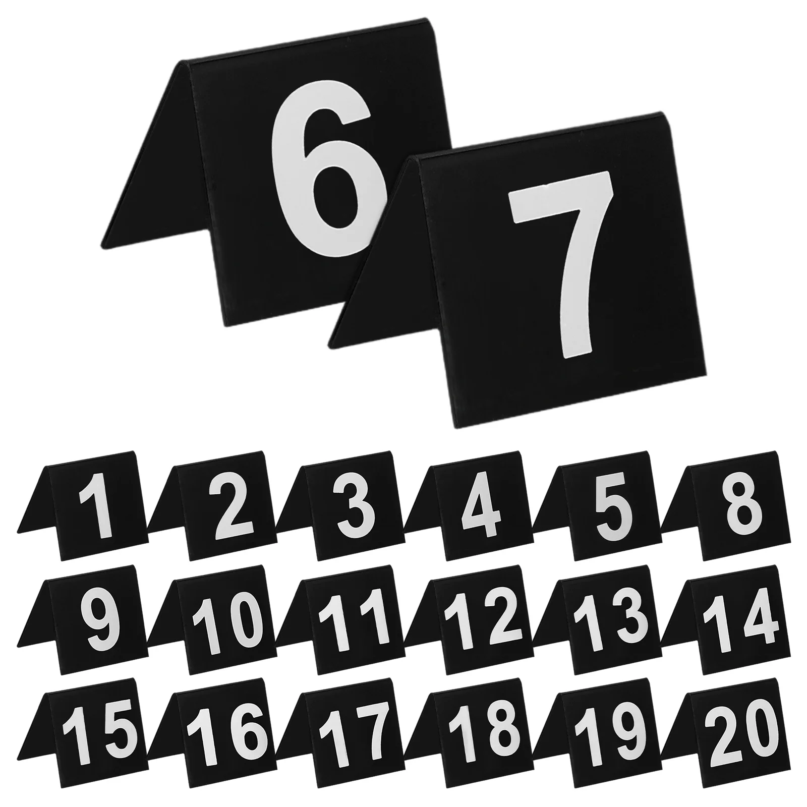 

20pcs Table Numbers V Shaped Acrylic Numbered Table Tents Double Sided Banquet Conference Reception 1-20 Stable Standing