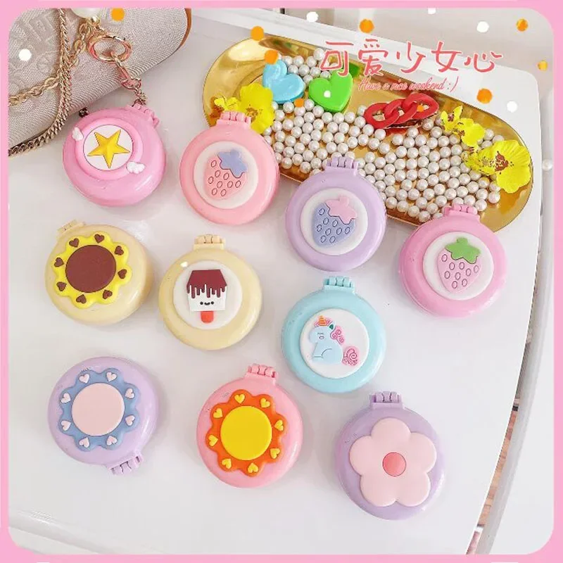 Cute Folding Massage Comb with Makeup Mirror Travel Portable Plastic Airbag Small Comb Hair Brush Cartoon Bear Air Cushion Comb