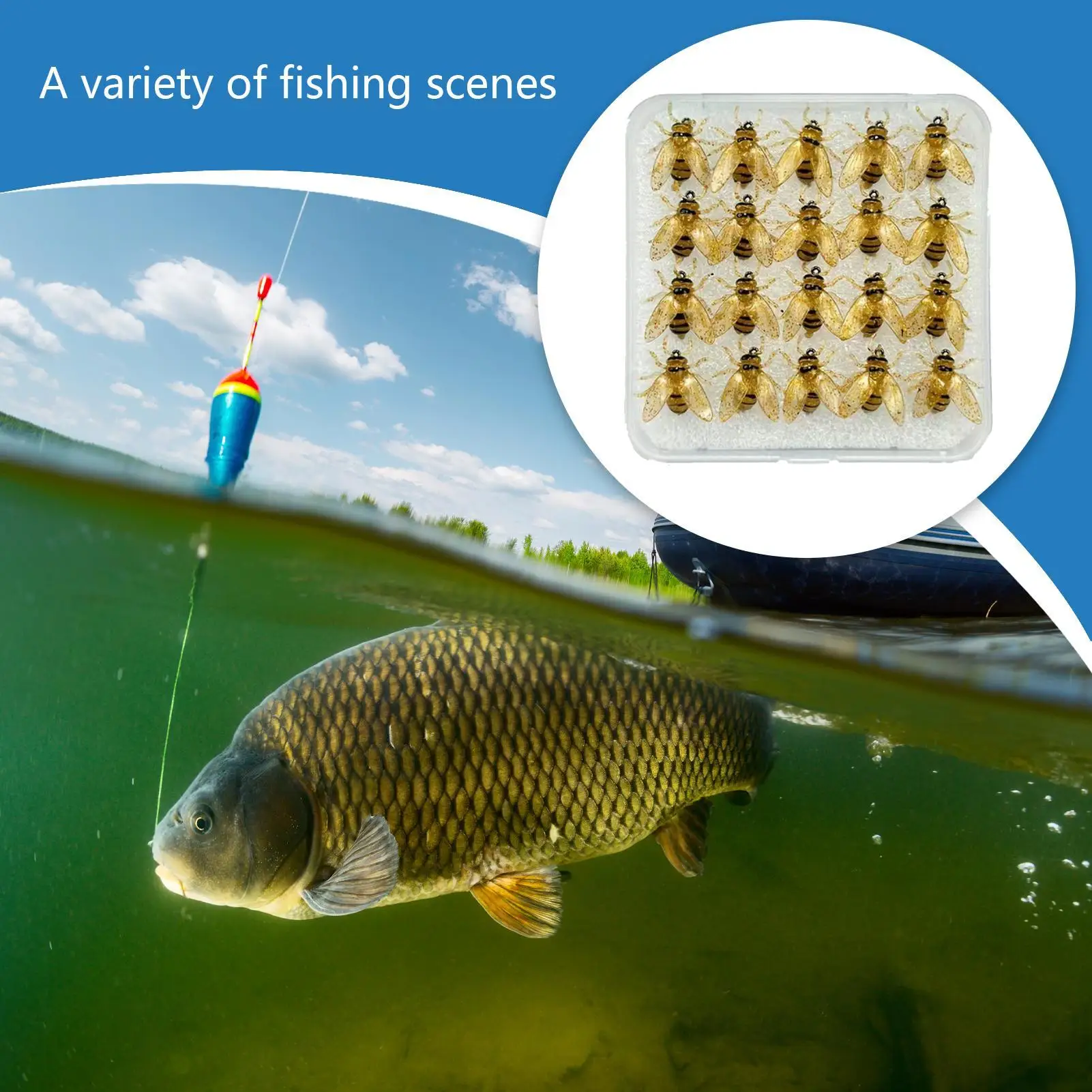 

Наживка для ловли форели, 20X, приманки для ловли нахлыстом, имитация пчелы, рыболовные снасти, снасти для пресноводной, соленой воды, глубоководного озера