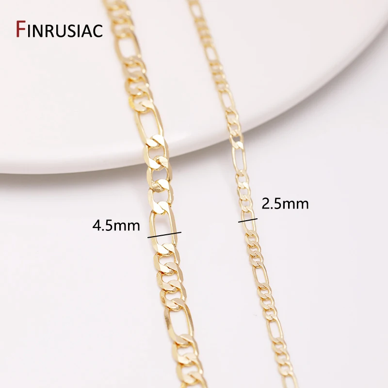 14K Gold Plated Copper Metal Cable Chain For Jewellery Making Wholesale Chains DIY Necklace Bracelet Material