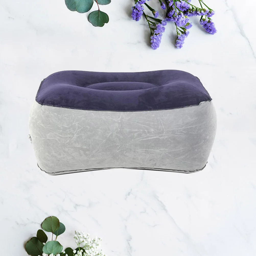 

Inflatable Foot Rest Pillow Travel Leg Rest Cushion Gray Blue Airplane Train Recliner Relax Support Comfortable Circulation