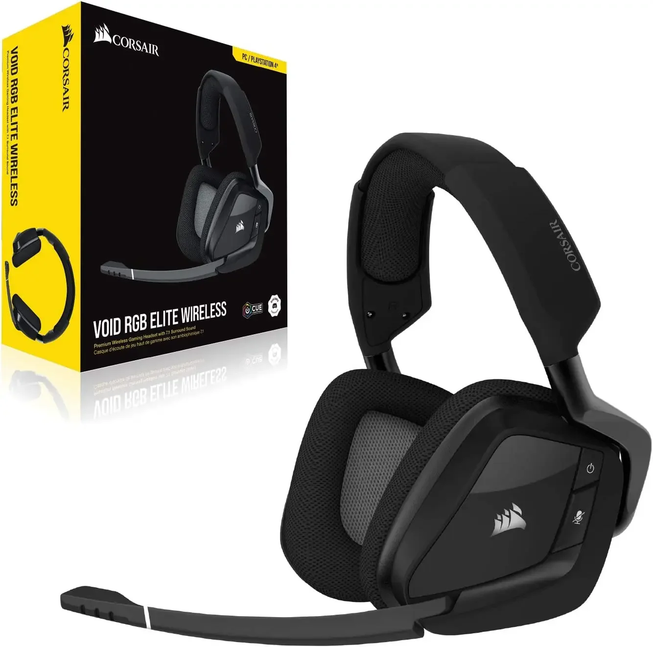 Corsair Void RGB Elite Wireless Premium Gaming Headset with 7.1 Surround Sound Carbon/White