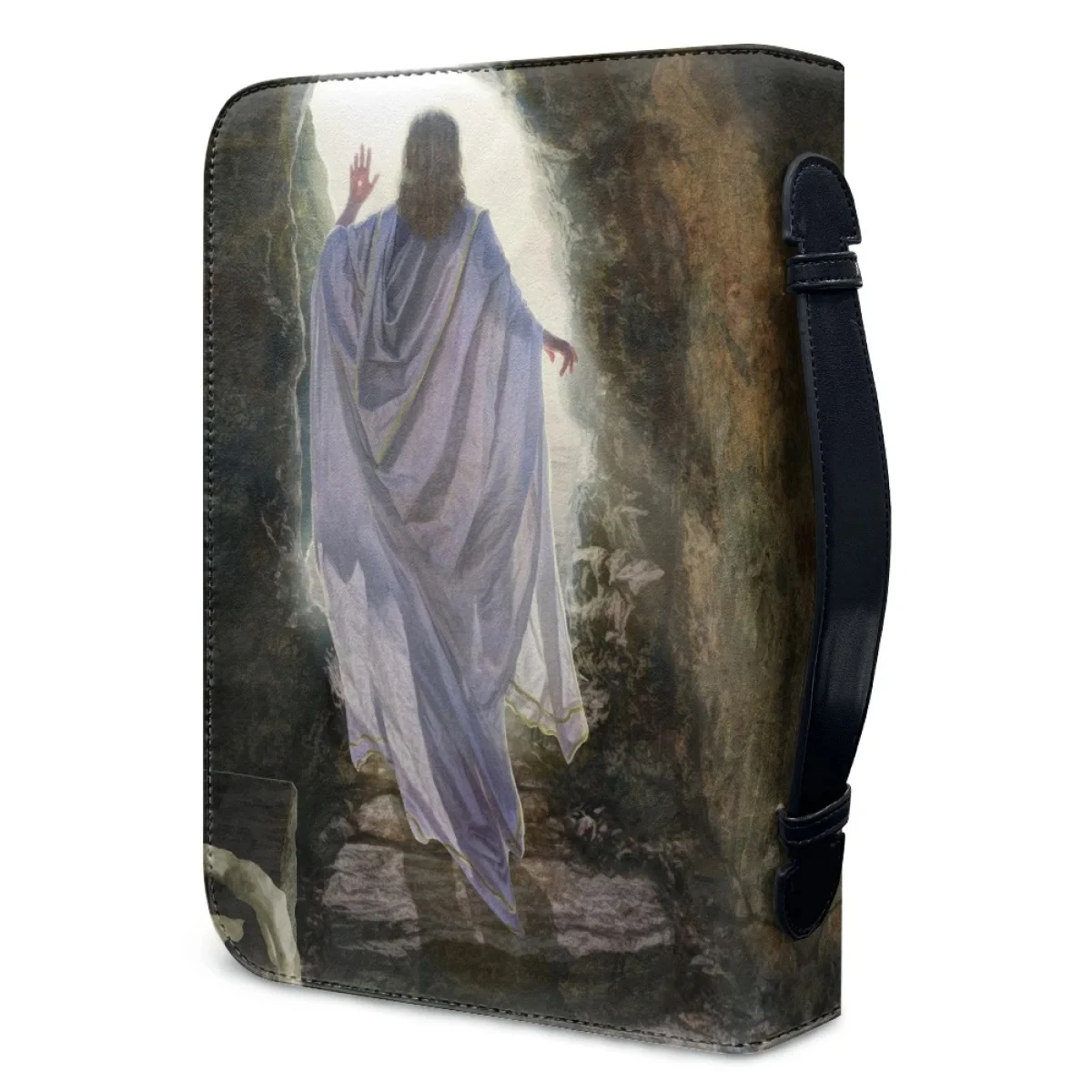 Mulheres Bíblia Capa Case, Jesus Impressão Gráfica, Portátil Bíblia Sacos De Armazenamento, Couro Genuíno, Com Zíper Handle Bolsas, Saco Bíblia Sagrada