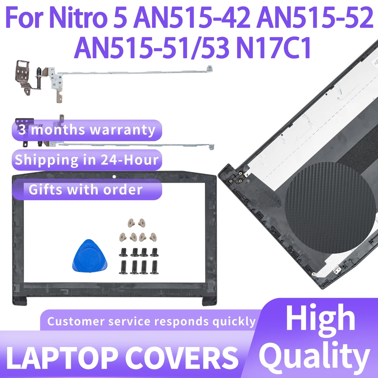 

NEW BACK Cover For Nitro 5 AN515-42 41 AN515-51 AN515-52 AN515-53 Laptop LCD Back Cover/Front Bezel/Hinges Black