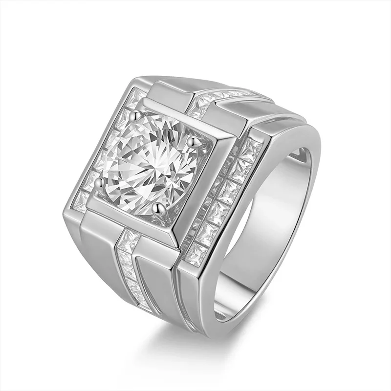 4 Carat D Color VVS1 Moissanite Diamond Rings for Men Shiny s925 Silver Moissanita Plate 18k Gold Platinum Ring Fine Jewelry