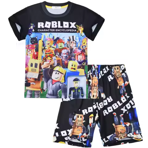 Summer New ROBLOX Kid Pajamas 2 Pcs Children Suit Top Tees Shorts Set Clothing Boy Toddler ROBLOX Pajamas Sets