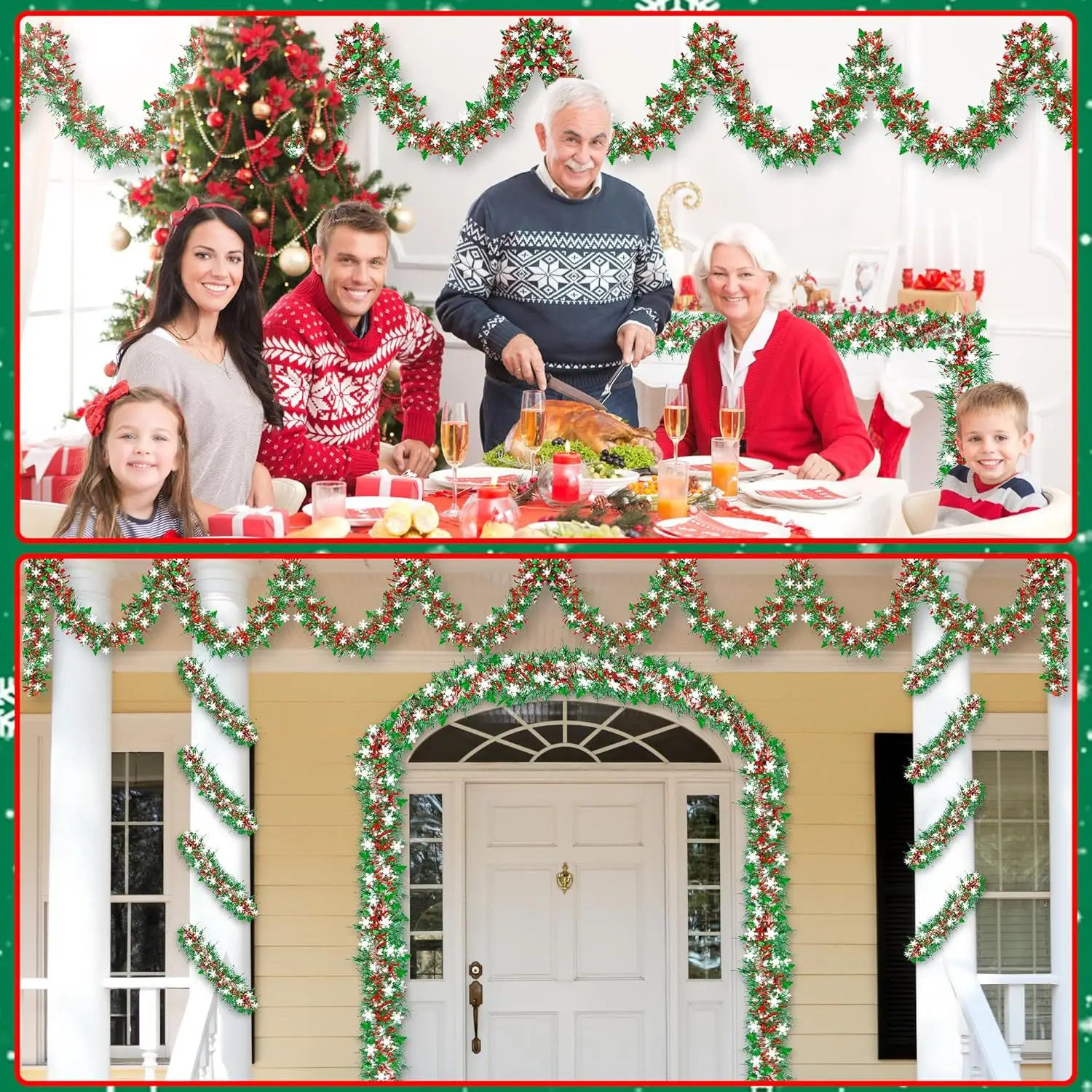 لامعة سهلة التعليق عيد الميلاد بهرج جارلاند معدني قابل للتعديل قابلة لإعادة الاستخدام تضيء لهجة الباب الوبر درج السكك الحديدية هدية صندوق عيد الميلاد ديكور #6