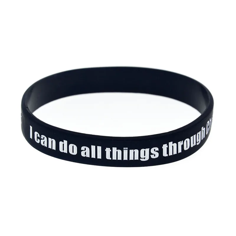 1 PC I Can Do All Things Through Christ Who Strengthens Me Silicone Wristband Jesus Bracelet