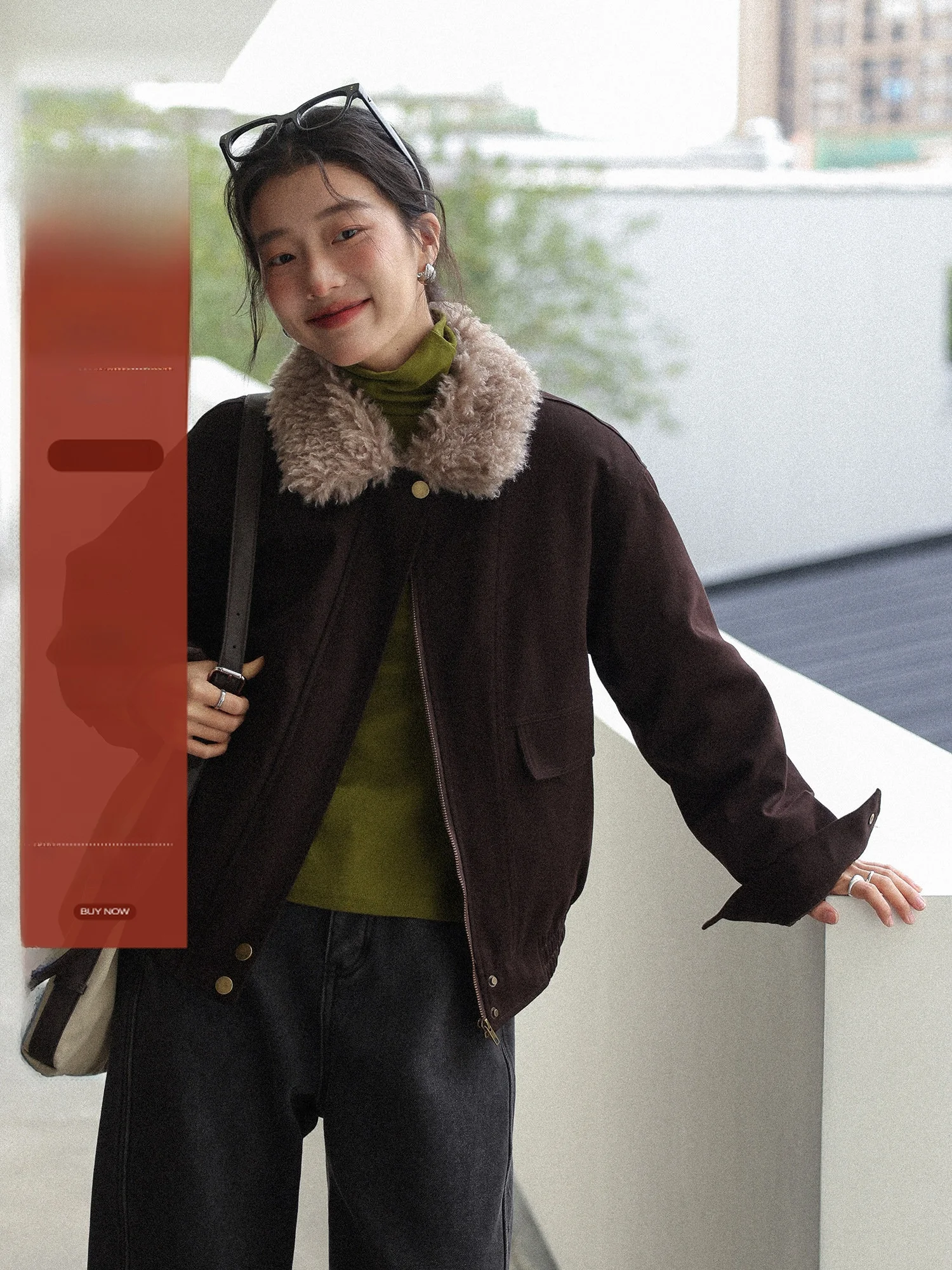 

Женская зимняя утепленная куртка с воротником из овечьей шерсти, повседневная, свободного кроя, с длинными рукавами, на молнии