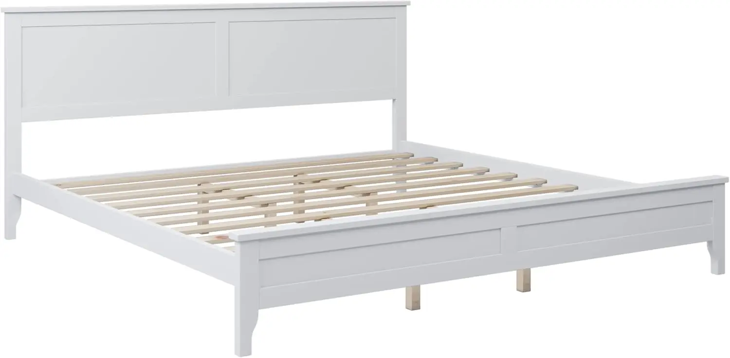 Wood Platform Bed, Platform Bed With Headboard And Footboard, Modern Solid Bed Frame For Bedroom, No Box Spring Required, King