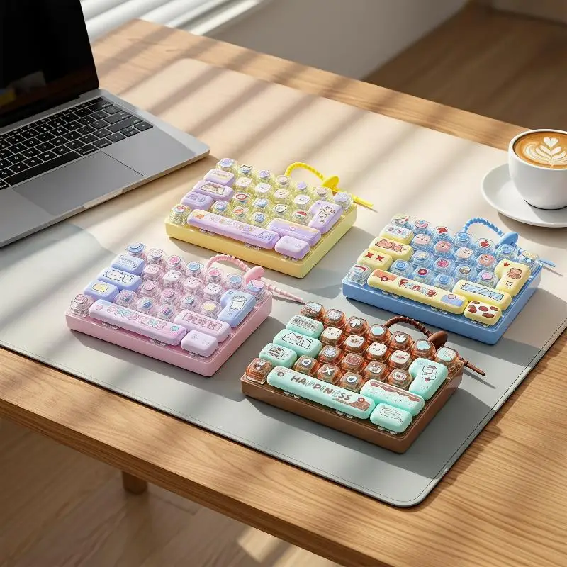 1 Stück Niedliche Tier-Themen Transparente 26-Fächer-Tastatur-Schlüsselanhänger Taschenzubehör Paar-Stressabbau Kreatives Geschenk – Detail 5