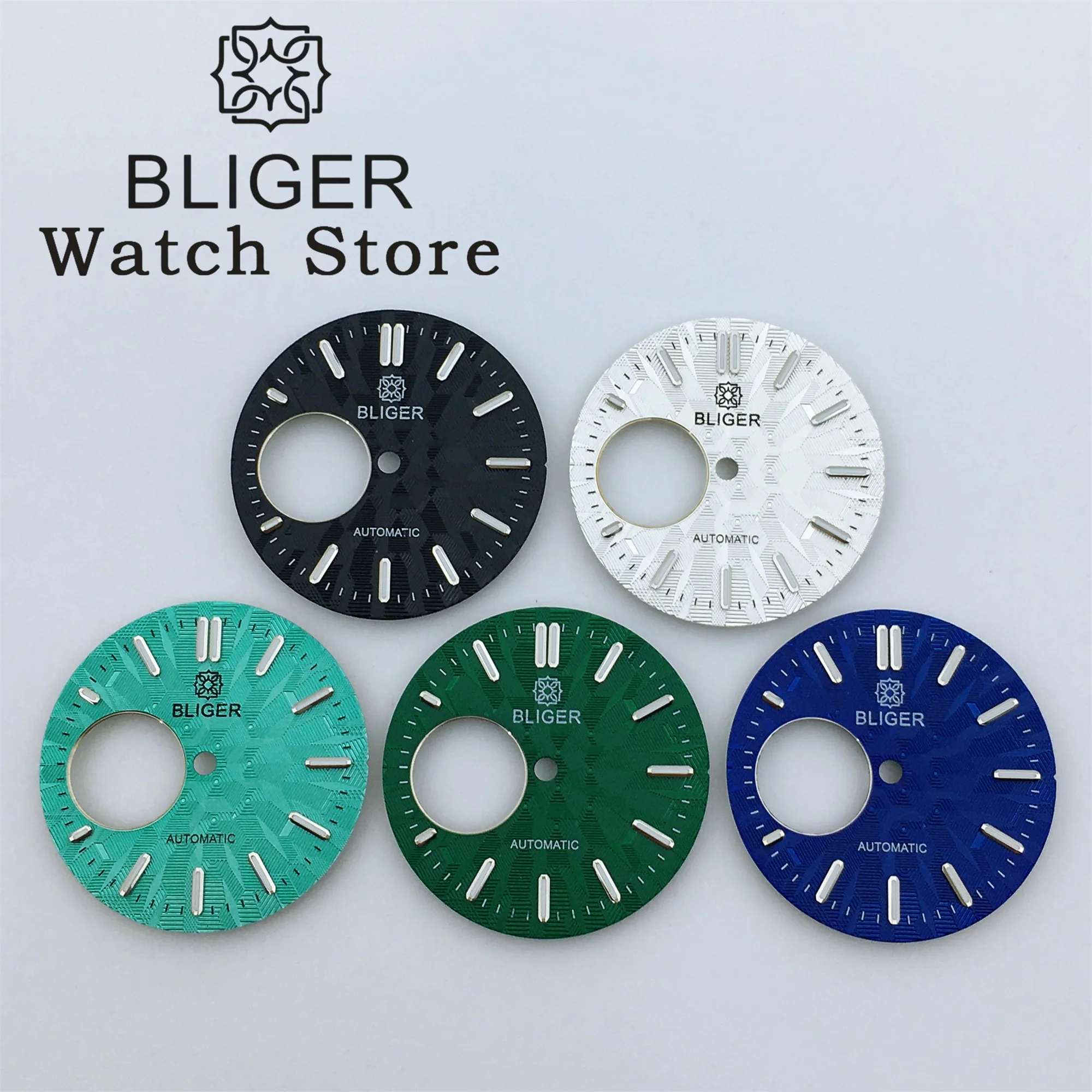 BLIGER 28.9mm tarcza zegarka czarne srebrne zielone Luminous Fit NH38 ruch nurkowanie tekstura zegarka twarze modyfikacja akcesoria do zegarków