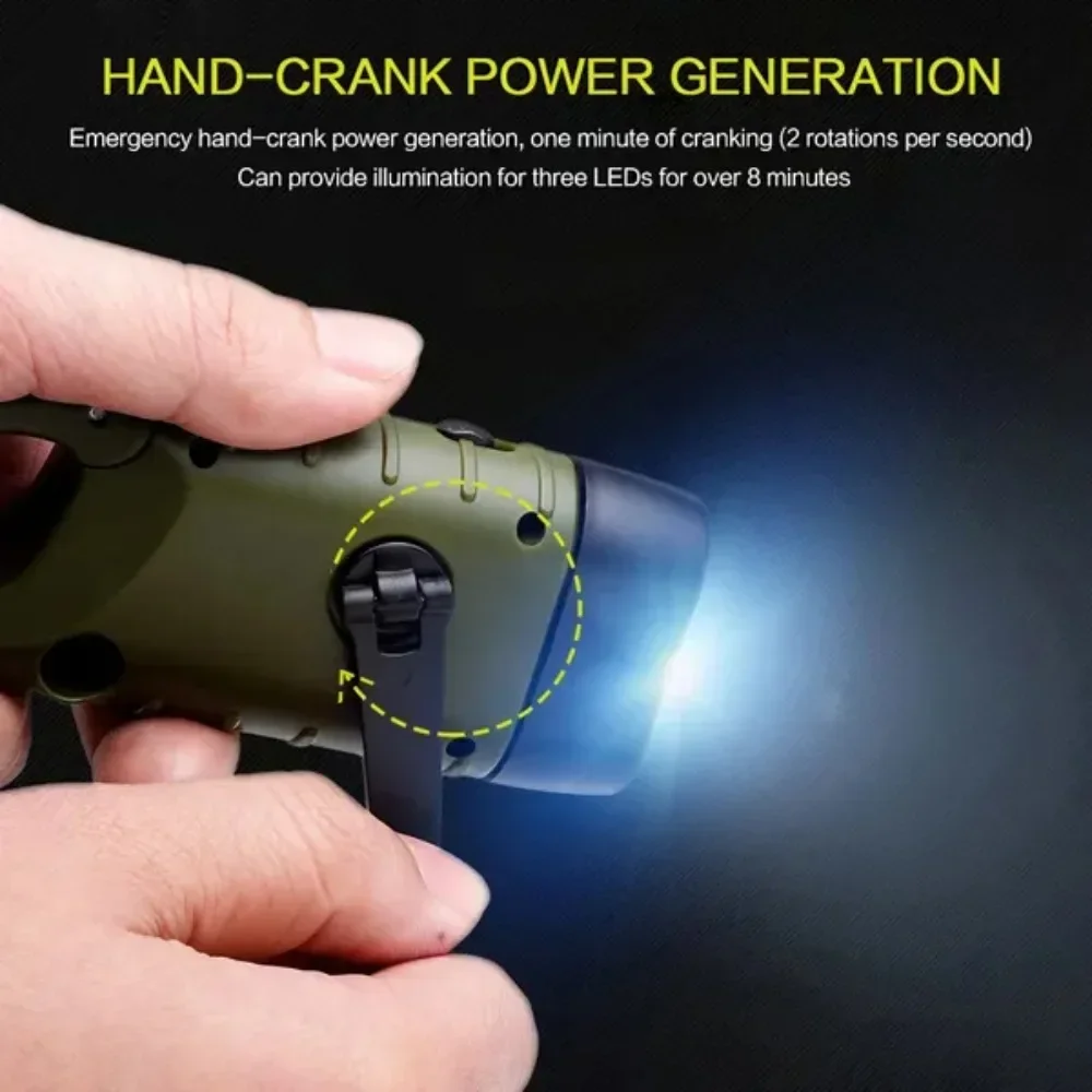 STONEGO Hand-Crank ไฟฉาย LED ไฟฉุกเฉินพลังงานแสงอาทิตย์สําหรับการตั้งแคมป์ การป้องกันตัวเอง และการรักษาความปลอดภัย การผจญภัยกลางแจ้ง