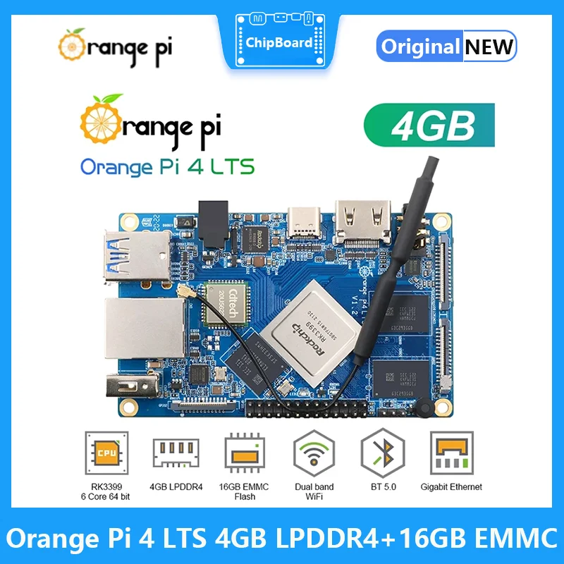 Imagem -02 - Laranja pi Lts 4gb Lpddr4 Mais 16gb Emmc Rockchip Rk3399 Suporte Wi-fi Mais Bt5.0 Gigabit Ethernet Executar Android Ubuntu Debian os